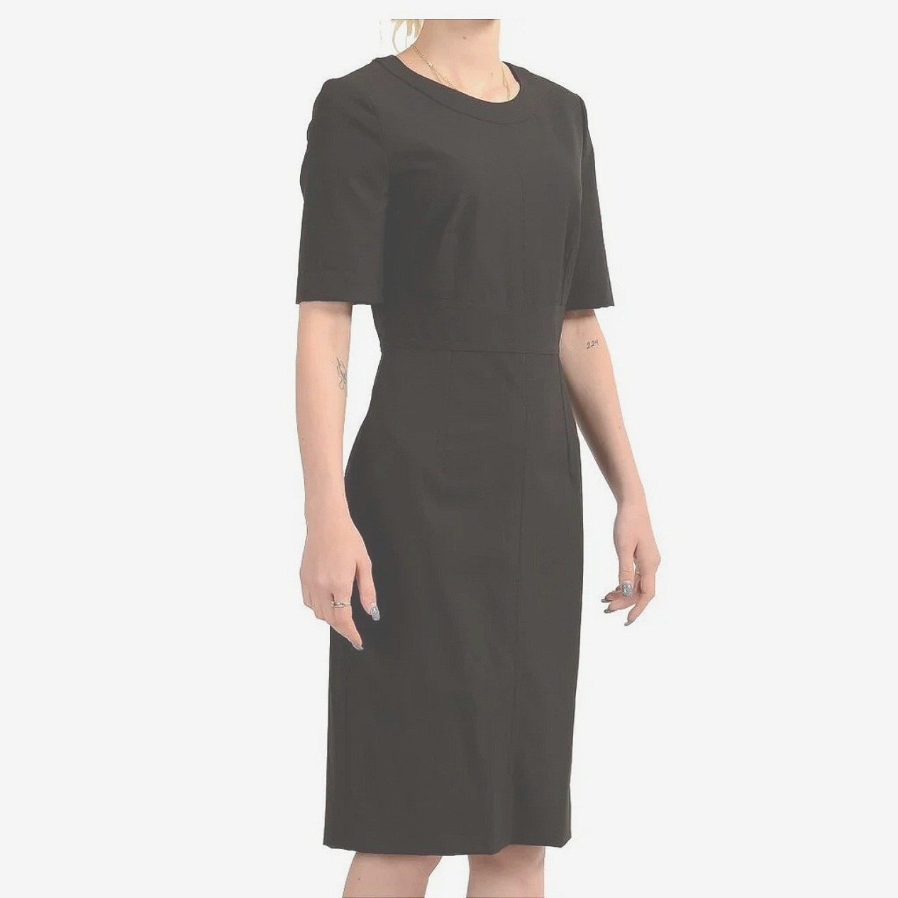 Hugo Boss Dress Womens Dirula3 Black Short Sleeve Pencil Classic Us 8 It 44